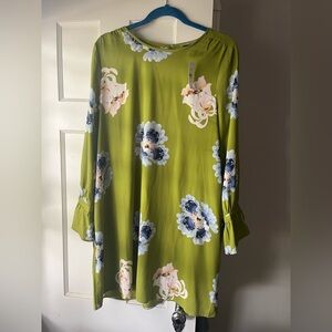 LOFT Green Floral Dress